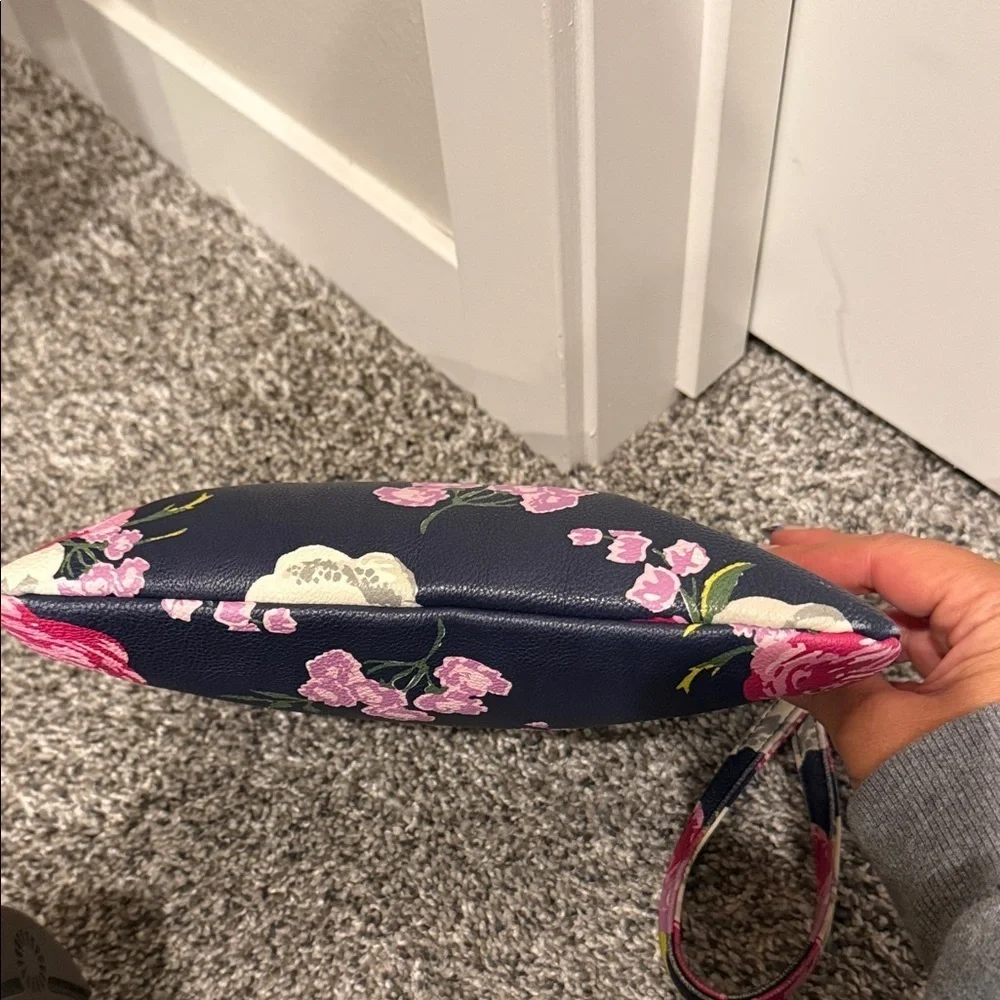 Betsey Johnson Floral Navy Clutch wristlet designer navy wallet purse